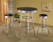 Retro - 3 Piece Round 1950s Bistro Pub Bar Table Set - Black