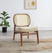 Rayo - Rattan Cane Back Accent Chair With Padded Seat - Camel