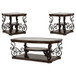 Laney - 3 Piece Glass Top Coffee And End Table Set - Dark Merlot