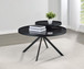 Briggs - Round Marble Printed Glass Top Coffee Table - Black