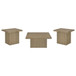 Devar - 3 Piece Square Cocktail Coffee End Table Set - Latte
