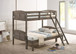Flynn - Wood Twin Over Full Bunk Bed With Mattress - Weathered Brown