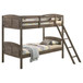 Flynn - Wood Twin Over Twin Bunk Bed With Mattress - Weathered Brown