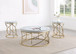 Elise - 3 Piece Round Mirror Top Coffee And End Table Set - Gold