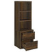 Westpark - 3-Shelf Bookcase USB And Lockable Drawer - Dark Pine