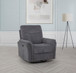 Adler - Upholstered Power Swivel Glider Recliner - Charcoal Gray