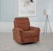 Adler - Upholstered Power Swivel Glider Recliner - Rust