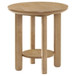 Ottowa - Round Wood Side End Table With Shelf - Washed Oak