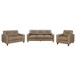 Scotland - 3 Piece Faux Leather Upholstered Sofa Set - Brown