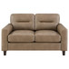 Scotland - Faux Leather Upholstered Track Arm Loveseat - Brown