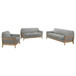 Vaughn - 3 Piece Fabric Upholstered Flared Arm Sofa Set - Gray