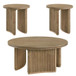 Adina - 3-Piece Round Coffee Table Set - Distressed Light Brown