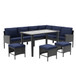 7 Piece Outdoor Furniture Set With Waterproof Cushions, Glass Table, And Space Saving Design - Blue