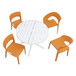 4 Piece Set Of Modern Designed Single Chairs With Round Table