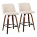 Tintori - Fixed-Height Counter Stool (Set of 2) - Walnut Wood And Square Footrest