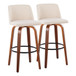Toriano - 30" Fixed-Height Barstool (Set of 2) - Beige, Black And Walnut
