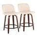 Toriano - 24" Fixed-height Counter Stool (Set of 2) - Walnut And Black Round Footrest