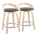 Grotto - Fixed-Height Swivel Counter Stool With Natural Wood (Set of 2)