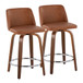 Toriano - 24" Fixed-Height Counter Stool (Set of 2) - Walnut & Chrome Round Base