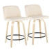 Toriano - 24" Fixed-Height Counter Stool (Set of 2) - Natural & Black Round Base