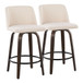 Toriano - 26" Fixed-Height Counter Stool (Set of 2) - Walnut & Black Base