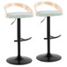 Grotto - Adjustable Barstool - Black Metal, Natural Wood