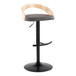 Grotto - Adjustable Barstool - Black Metal, Natural Wood