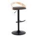 Grotto - Adjustable Barstool - Black Metal, Natural Wood