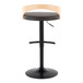 Grotto - Adjustable Barstool - Black Metal, Natural Wood