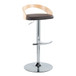 Grotto - Adjustable Barstool - Chrome Metal, Natural Wood
