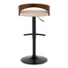 Grotto - Adjustable Barstool - Black Metal, Walnut Wood