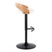 Grotto - Adjustable Barstool - Black Metal, Zebra Wood