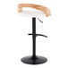 Grotto - Adjustable Barstool - Black Metal, Zebra Wood