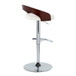 Grotto - Adjustable Barstool - Chrome Metal, Mahogany Wood