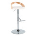 Grotto - Adjustable Barstool (Set of 2) - White Faux Leather And Zebra Wood