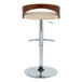 Grotto - Adjustable Barstool - Chrome Metal, Walnut Wood