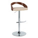Grotto - Adjustable Barstool - Chrome Metal, Walnut Wood