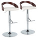 Grotto - Adjustable Barstool (Set of 2) - White Faux Leather And Cherry Wood