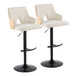 Stella - Adjustable Barstool (Set of 2) - Black Base & Natural Backrest