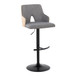Stella - Adjustable Barstool (Set of 2) - Black Base & Natural Backrest