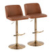 Toriano - Adjustable Barstool (Set of 2) - Gold Base