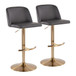 Toriano - Adjustable Barstool (Set of 2) - Gold Base