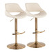 Fabrico - Adjustable Barstool With Swivel (Set of 2) - Gold Metal And Cream Faux Leather With Rounded T Footrest