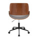 Fabrizzi - Office Chair - Black Metal, Walnut Wood, And Gray Fabric