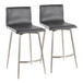 Mason - 26" Upholstered Fixed-Height Counter Stool With Swivel (Set of 2) - Stainless Steel