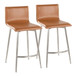 Mason - 26" Upholstered Fixed-Height Counter Stool With Swivel (Set of 2) - Stainless Steel