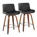 Santi - 25" Fixed-Height Counter Stool With Swivel - Walnut Wood (Set of 2)