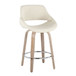 Fabrizzi - 26" Fixed-Height Counter Stool With Swivel And Round Chrome Metal Footrest (Set of 2) - White Washed Wood And Cream Noise Fabric