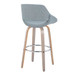 Fabrizzi - 30" Fixed-Height Barstool With Swivel And Round Chrome Metal Footrest (Set of 2) - Light Gray Wood And Blue Noise Fabric