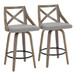 Charlotte - Farmhouse Counter Stool (Set of 2) - Light Gray Wood, Black Footrest